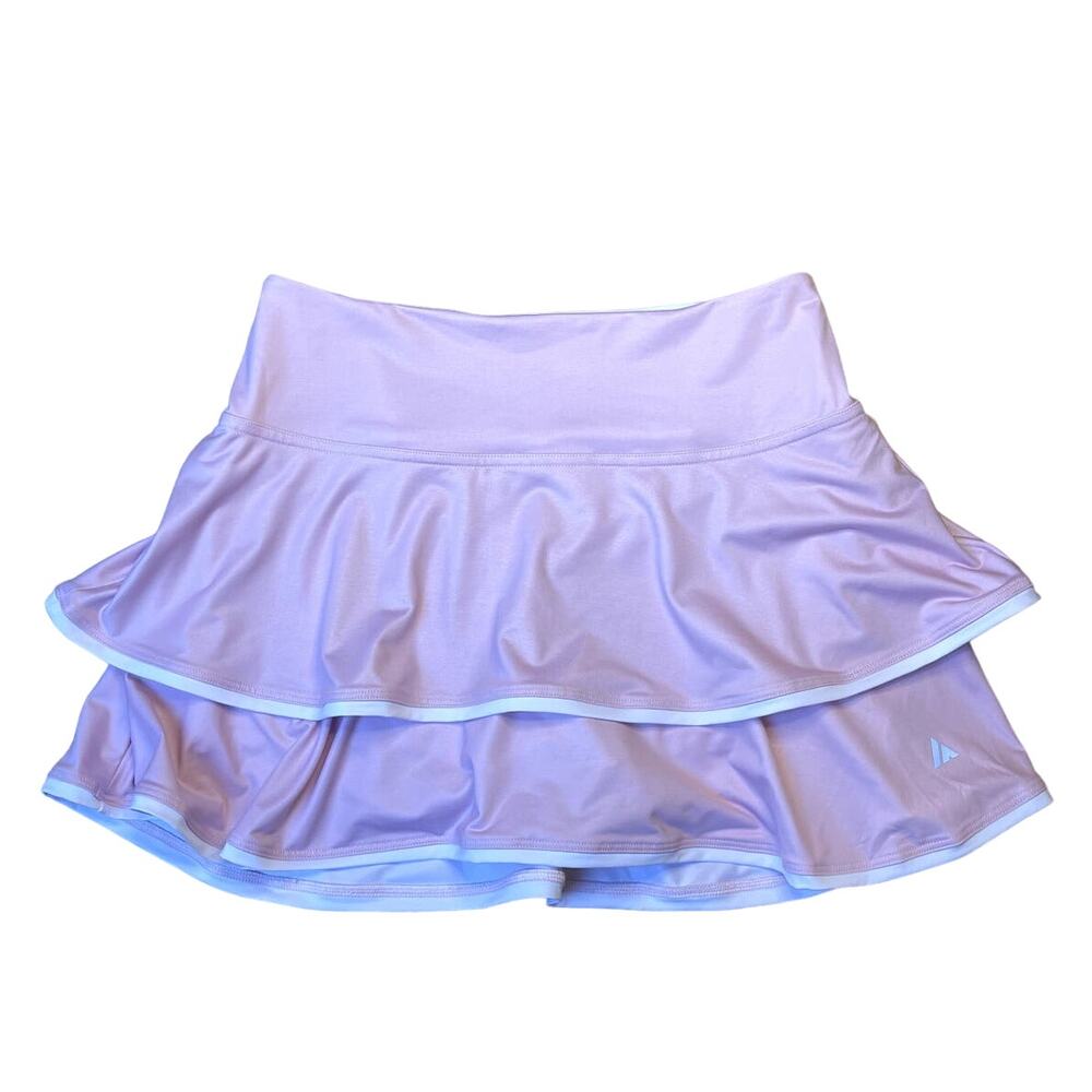 Ace Athletics Exercise Workout Tennis Tiered Skirt Skort Pink White Size S NWOT